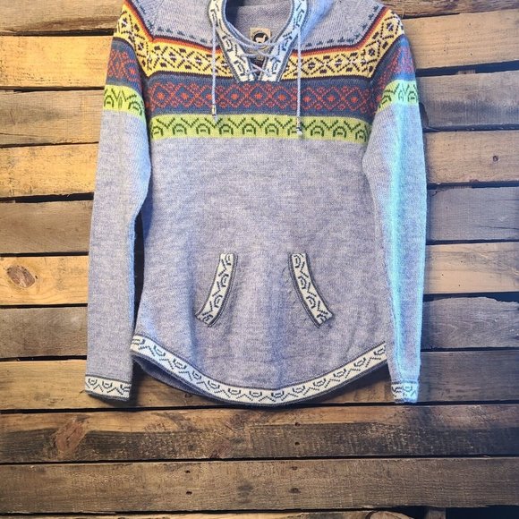 Artesania Hooded Peruvian Themed Alpaca Sweater Women's Small - Picture 5 of 9